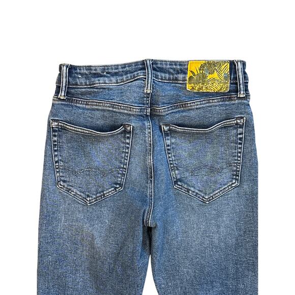 American Eagle Dad Jeans Mens Size 28x32 Blue Slim Tapered Leg Stretch 90s - Picture 3 of 12